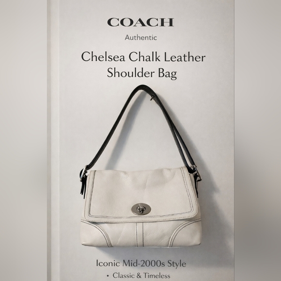 Coach Handbags - Coach Chelsea Chalk Leather Turnlock Shoulder Bag F13085